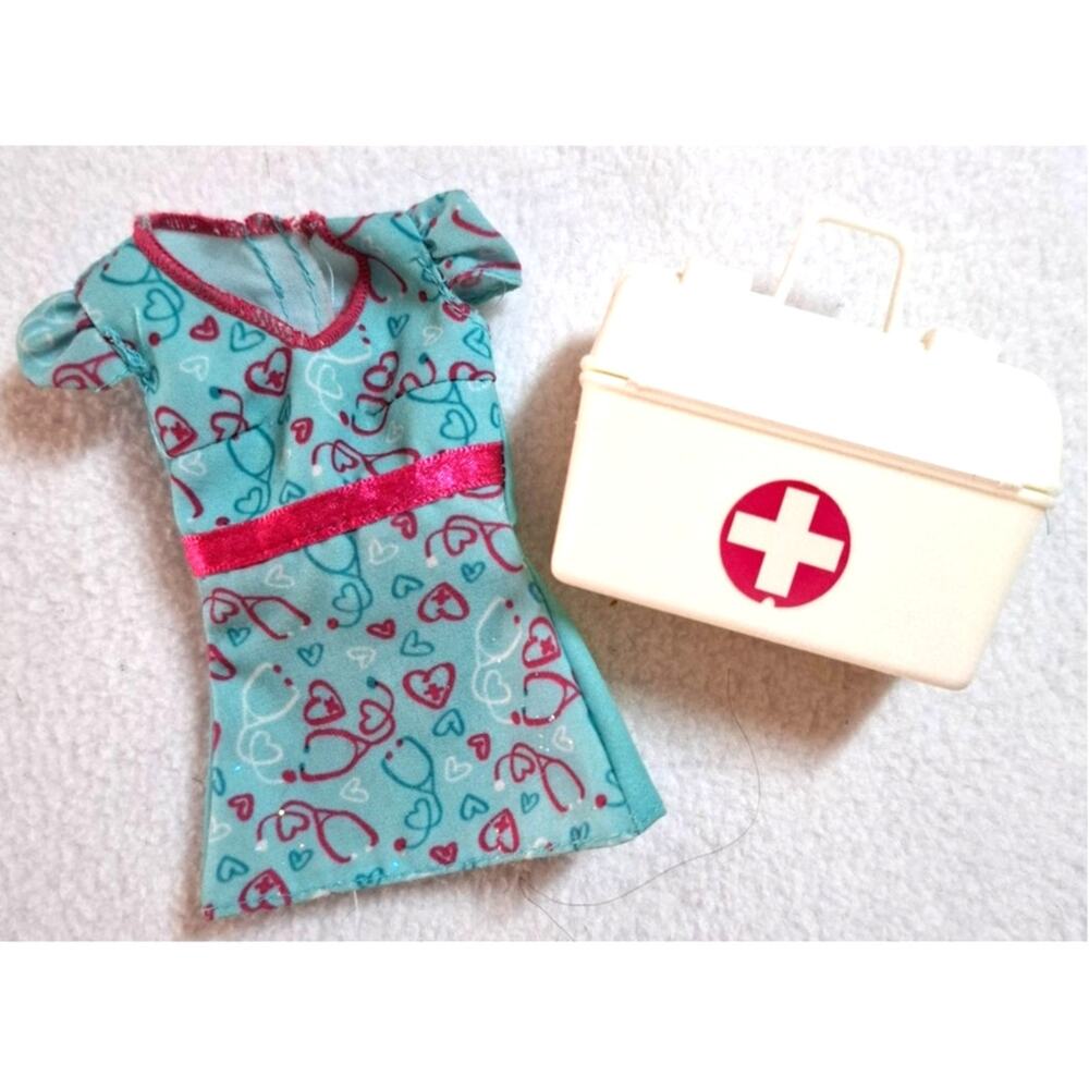 Barbie Career Nurse Dress Doctor Bag 1/6 Scale Medical Scrubs Fits 11.5" Doll